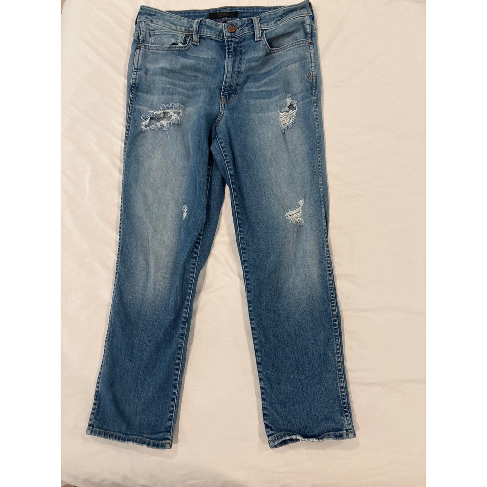 Genetic Los Angeles Womens Distressed Straight Leg Jeans Blue Denim Size 30